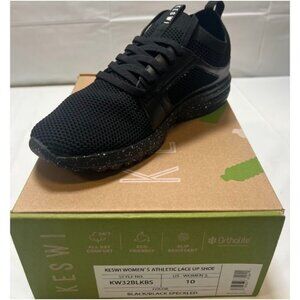 Keswi Womens Speckled Athletic Lace-Up Shoes Black Size 10 NEW